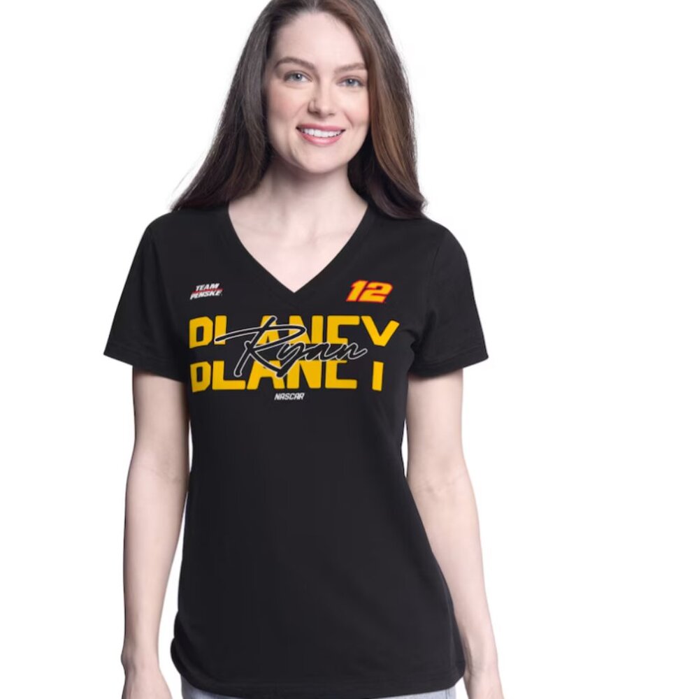 NWT* NASCAR Ryan Blaney Women's V-Neck Black Shirt (L)